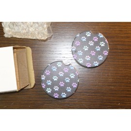 Unbranded Ceramic Cup Holders Car Coasters 2 Purple Galaxy Paw Print