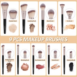 Makeup Brushes 11 Pcs Easy-taken Travel Makeup Brush Set Foundation Eye Shadows Blush Face Powder Concealer Mini Make up Brushes with Case (Black)
