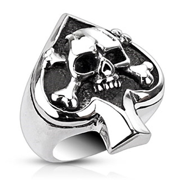 Autiga Ace of Spades Skull Ring Men Women Stainless Steel