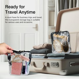 Jaasuee Clear Travel Toiletry Bags - Transparent Cosmetic Bag for Travel Liquids & Miscellaneous Items - Reusable and Suitable Size for Luggage