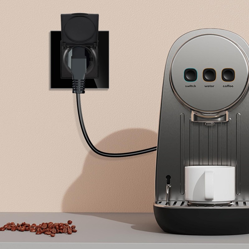 JIMEIDA Socket Glass Black with Waterproof Cover with Hook 16