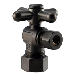 Westbrass D105BX-12 1/4-Turn Cross Handle Angle Stop Shut Off Valve, 5/8" OD x 3/8" OD, Oil Rubbed Bronze