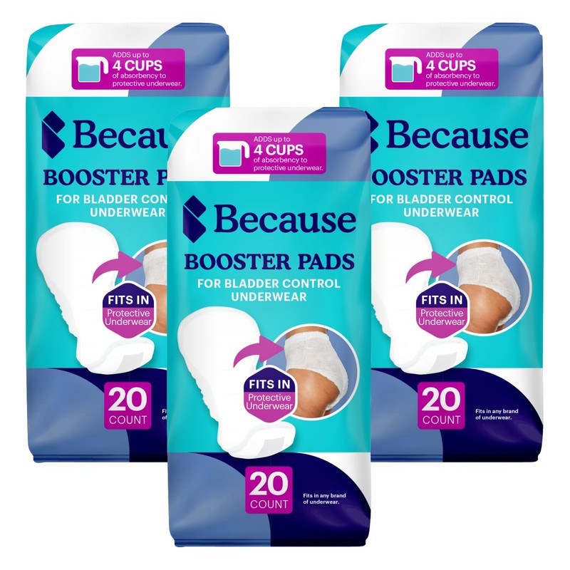 Because Premium Incontinence Booster Pads for Men and Women, Adds
