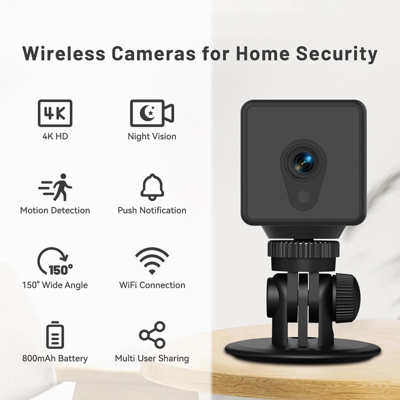 EKJANEPE Mini Camera 4K HD WiFi Camera Surveillance for Indoor