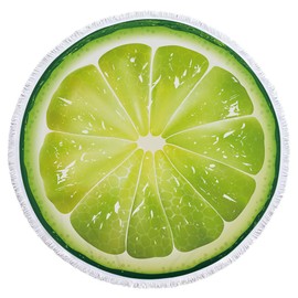 Round Beach Towel, 59x59'' Large Soft and Absorbent Bath Towel Fast Drying Beach Blanket Realistic Lime Pattern Pool Towels for Adults Meditation Mat-