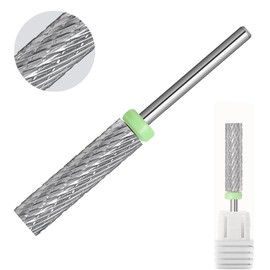 Super Long 24mm Flat Top 5-in-1 Nail Drill Bits, 3/32" Two-Way Rotate Carbide Tungsten Bits for Acrylic/Gel Removal,Professional Electric Drill Accessories for Manicure & Pedicure(Sliver, Coarse-C)