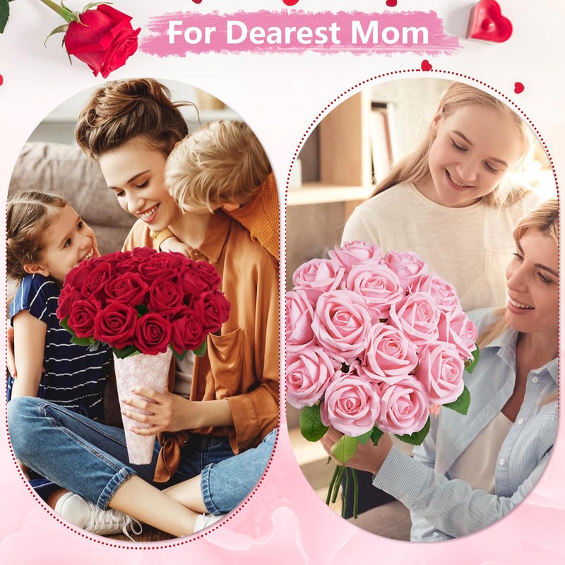 BLEUM CADE 100 Pcs White Roses Artificial Flowers, Real Touch