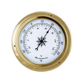 NKlaus Analogue Thermometer Brass 14.5 x 10 x 4.2 cm - Stylish Nautical Retro Decoration for Maritime Accents 16118