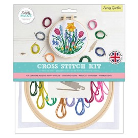 Simply Make Adults Spring Flowers Embroidery Craft Cross-Stitch Kit, Makes The Perfect Present For Any Creativity And Hobby Enthusiast, Ideal For Beginners First Starter Sets, Make Your Own DIY Crafts