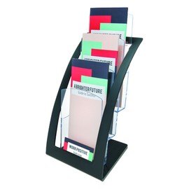 deflecto Three-Tier Leaflet Holder, 6 3/4w x 6 15/16d x 13 5/16h, Black