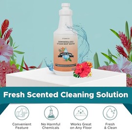Steam & Go Demineralized Water for Steam Cleaner - PVC-Free Floor Cleaning Solution Compatible for All Steam Mops - Multi-Surface Cleaner for Home Surfaces - Tropical Bloom Scent, 32 oz