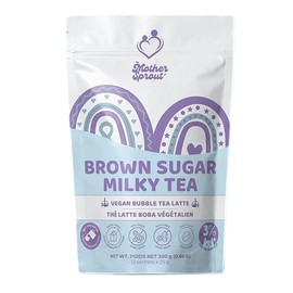 Mother Sprout Brown Sugar Milky Tea – Vegan Lactation Drink Mix (Bubble Tea Latte Flavor) for Breastfeeding, Support Breast Milk Supply, 12 Servings