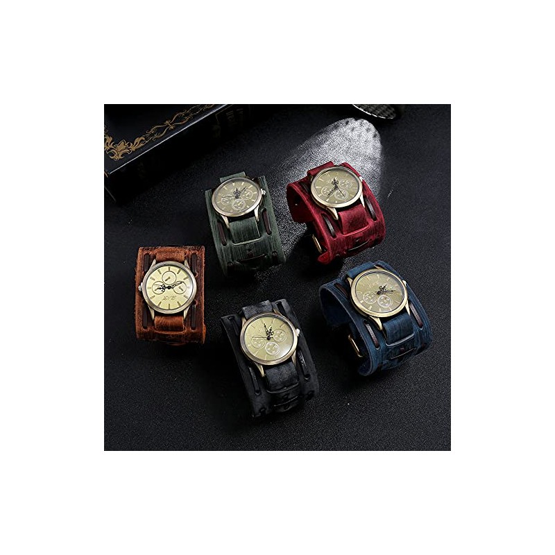 Punk Men's Watch Retro Do Old Style Braided Leather Bracelet