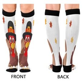 Nander Thanksgiving Turkey Compression Socks Women Men for (20-30mmHg) Athletic Sports,Running,Travel Knee High Stockings 1Pair