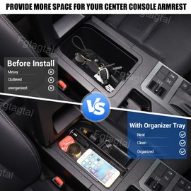 Fgtagtal Center Console Organizer Tray Compatible with Toyota Land Cruiser Prado 2024 2025, ABS Interior Armrest Insert Storage Box with Mat Accessories