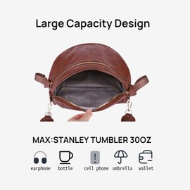 Vegan Leather Bum Bags for Women Crossbody Sling Bag Large Fanny Pack Trendy Leather Belt Bag With Two Shoulder Straps 2025 (Brown)