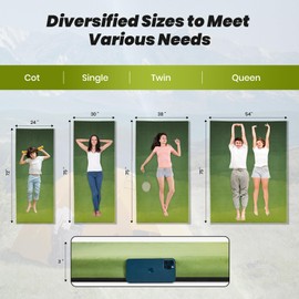 Memory Foam Camping Mattress, Comfortable Memory Foam Camping Pad with Pillow and Travel Bag, Portable, Foldable for Hiking & Travel, Green 75 * 38 * 3