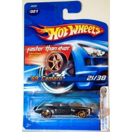 Hot Wheels 2006 First Edition 21 of 38 '69 Camaro Metallic Black on Faster Than Ever Card