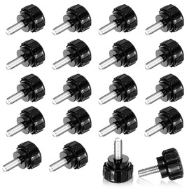 20 Pcs Thumb Screws, M4 x 10 mm Threaded Knurled Thumbscrew Monitor Screws Black Round Clamping Screw Thumb Screw for Knobs Grips Machinery Latche