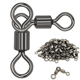 80 Pcs/Bag Power Parent and Child Salkan Super Rotating Bearing Snap Fishing Value Trimatted Sarkan Snap Salcan Lure Snap Snaps Stainless Steel Alloy High Strength Corrosion Resistance Swivel Fishing