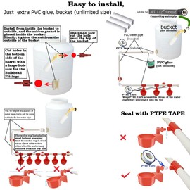 Complete Set Automatic Chicken Waterer Cups with PVC Pipe,Chickens Water Cups, Chicken Waters,Poultry Waterer,Chickens Watering System,Poultry Waterer,Durck Watering System,for quails, geese and ducks