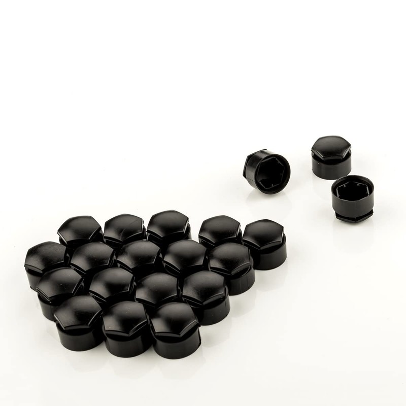 LST 20x Wheel Bolt Cover Caps Set 17 mm Black