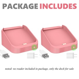 2 Packs Square Dock for Square Reader 2nd Generation, Holder Stand for Square Reader 2nd Generation, Dock with Smart Anti-Sleep Button Anti-Slip Base (Pink, NO Reader