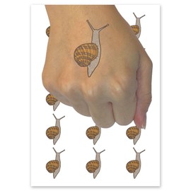 Realistic Sticky Garden Snail Crawling Temporary Tattoo Water Resistant Fake Body Art Set Collection - 54 1" Tattoos (1 Sheet)