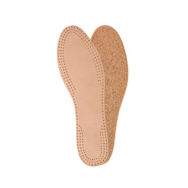 Natural Leather Cork Layer Insoles for Men, Shoe Insoles, Replacement Shoes, Boots (Men/47 EUR - Beige)