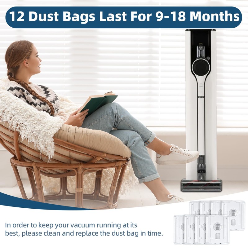 12 Pack Replacement Dust Bags for LG CordZero All-in-One Tower