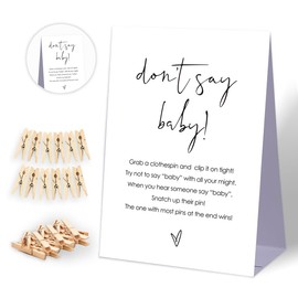 Don't Say Baby Baby Shower Game,Baby in Bloom Baby Shower Decorations,Mini Clothespins for Baby Shower,Neutral Baby Shower Decorations,Little Cutie Baby Shower,1 Sign & 50 Mini Clothespins Set-D3