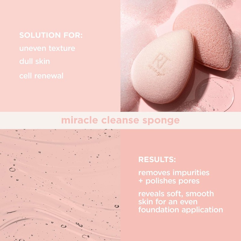 Real Techniques, Miracle Cleanse Sponge, Esponja para Lavar y Exfoliar