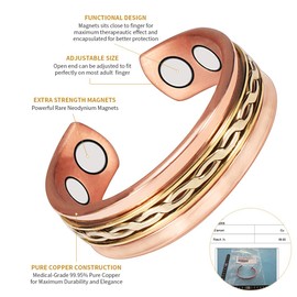 Wollet B0744GWK27 Copper Magnetic Ring for Arthritis for Men and Women, Stainless Steel, No Gemstone