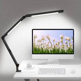 Micomlan LED Desk Lamp with Clamp, Architect Desk Lamp with Dual Light and Adjustable ...