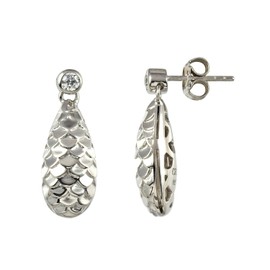 caï Women's Stud Earrings 925 Sterling Silver Rhodium-Plated Zirconia White, Sterling Silver, Cubic Zirconia