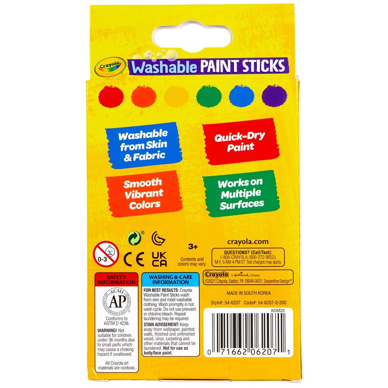 Washable Paint Sticks, No Water Required, Paint Set for Kids,