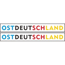 East Germany Car Sticker - Set of 2 - Blue GDR Look 19 x 2.3 cm - Homeland Love for Patriots - "Im Osten geht die Sonne auf" Design