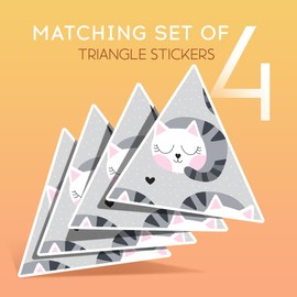 Vinyl Triangle Stickers (Set of 4) 10cm - Sleeping Cartoon Cats Kitten Pet Cat for Laptops, Tablets, Luggage, Scrap Booking, Fridges #170872