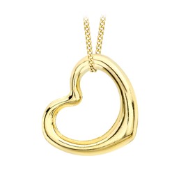 Carissima Gold Women's 9ct Yellow Gold Medium Floating Heart on Curb Chain Necklace of 41cm
