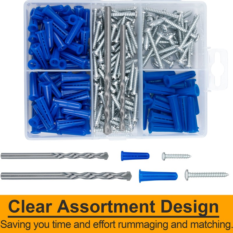 KURUI Wall Anchors and Screws Assortment Kit With Concrete Drill