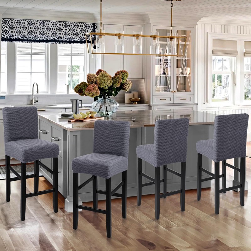 Bar Stool Covers Set of 4, Stretch Removable Polar Fleece