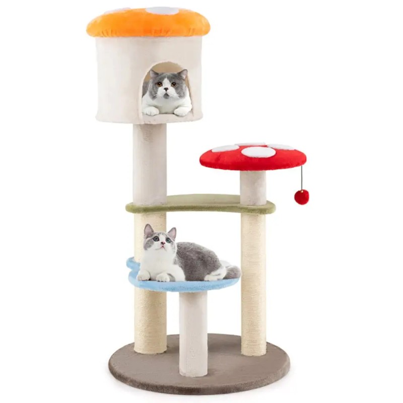 1PC Cute Mushroom Cat Tree with Sisal Scratching Posts Top