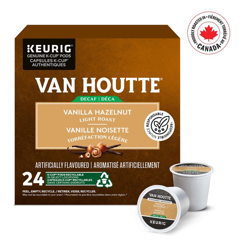 Van Houtte Vanilla Hazelnut Decaf K-Cups, 24-Count, 8.46 Oz