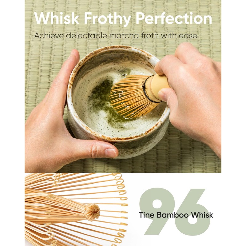 Joiish Handcrafted Bamboo Matcha Whisk, Traditional Japanese Chasen, Matcha Stirrer,