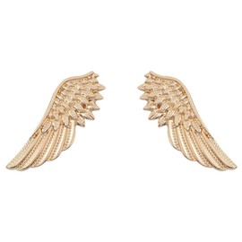 Flairs New York Premium Handmade Enamel Lapel Pin Brooch Badge (Gold Angel Wings, 2 Pins Set)