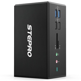 STEPRO 14 in 1 Docking Station Quadruple Monitor Compatible for MacBook and Windows, Thunderbolt Dock with USB-A and USB-C Cable(2HDMI ,VGA,PD3.0,RJ45,4 USB Ports,SD/TF,Audio)