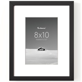 Fun Memories 8x10 Picture Frame, Photo Frame with HD Plexiglass, Display Pictures 5x7 with Mat or 8x10 Without Mat, 8x10 Frame for Tabletop or Wall Hanging, Black, 1 Pack