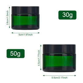 Pack of 6 Green Glass Empty Jars, Cosmetic Containers, 30 ml/50 ml, Cream Jars for Filling, Green Glass Container, Travel Sample Container, for Cosmetic Creams (6, 301-34539, Cylindrical, 50, g)