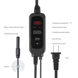 DXOPHIEX 5.5 inch Reptile Heat Lamp with Thermostat, UVB Reptile Light Fixture with Dimming Thermostat, Deep Dome Reptile Lamp Fixture Max 100W for Bearded Dragon, Turtles, Snake and Lizard Terrarium