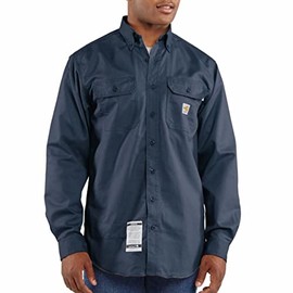 Carhartt Mens Big & Tall Flame Resistant Classic Twill Button Down Shirts, Dark Navy, Medium US